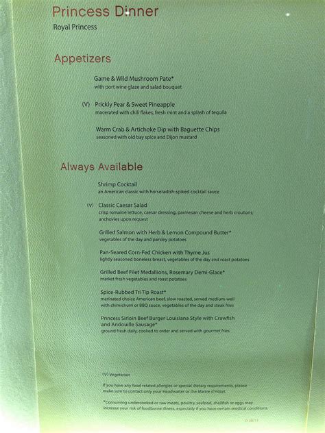 circle line cruise menu